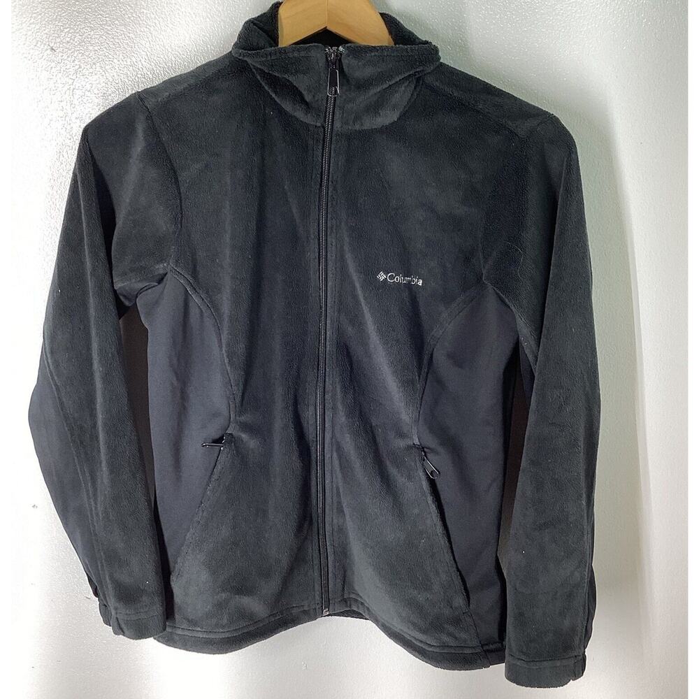 Columbia Sweater Adult Black Full Zip Pockets Logo Fleece Womens XS